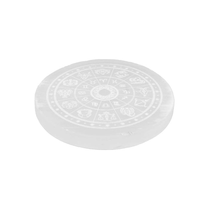 Zodiac Sign Selenite Charging Plate | Purify & Amplify Energy | Crystal Cleansing & Recharging