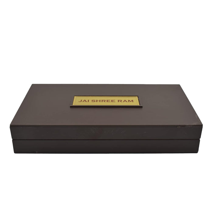 Gold Plated Ram Darbar with Charan Paduka In Brown Pooja Box