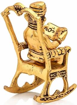 Brass 3D Moving Lord Ganesha Statue Sitting on A Chair and Reading Ramayan