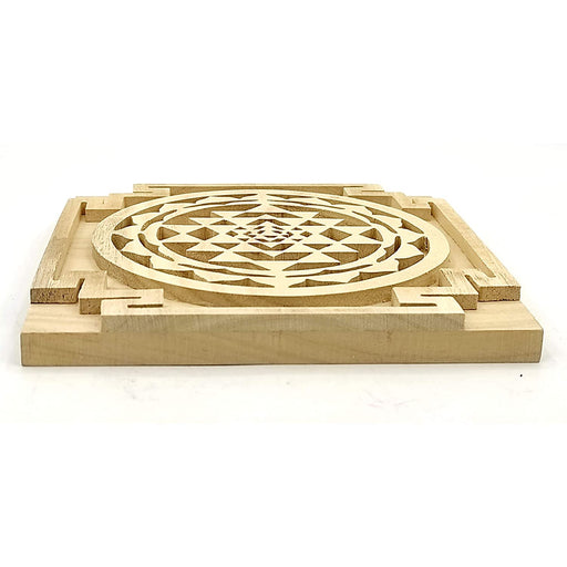 Sevan/Shreeparni Wood Shree Yantra for Health Wealth Home/Office (6 * 6 Inch)