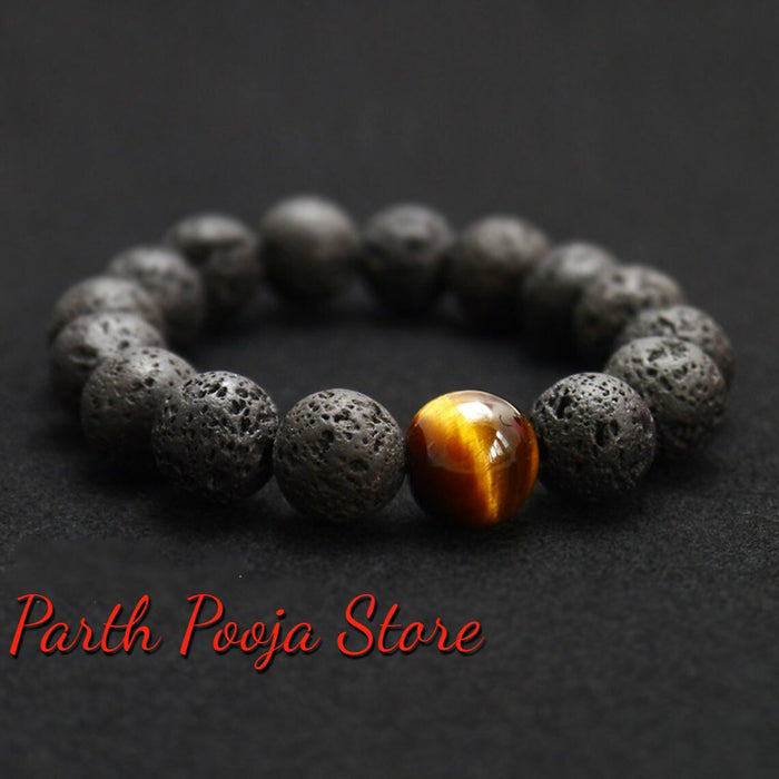 Natural Lava Stone Beads Stretchable Bracelet