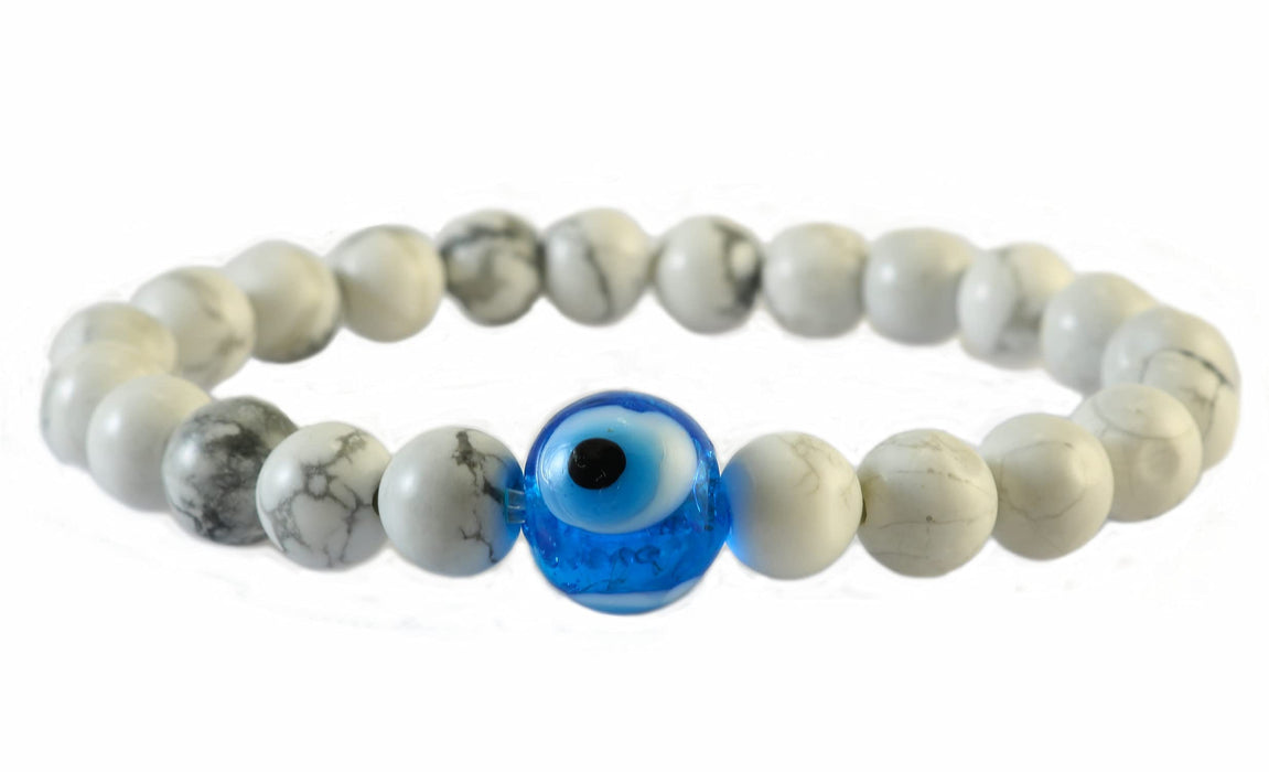 Howlite Beads With Blue Evil Eye Bracelet For Protection Healing