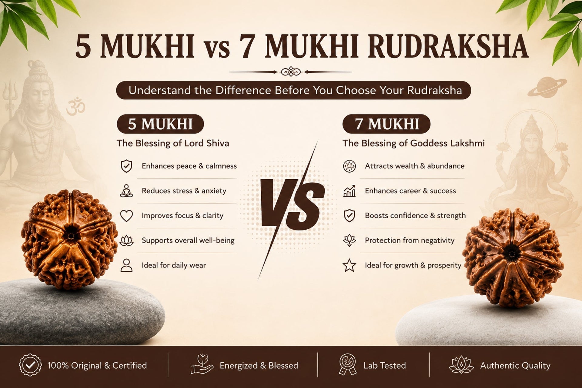 Difference Between 5 Mukhi and 7 Mukhi Rudraksha: Which One Should You Choose?