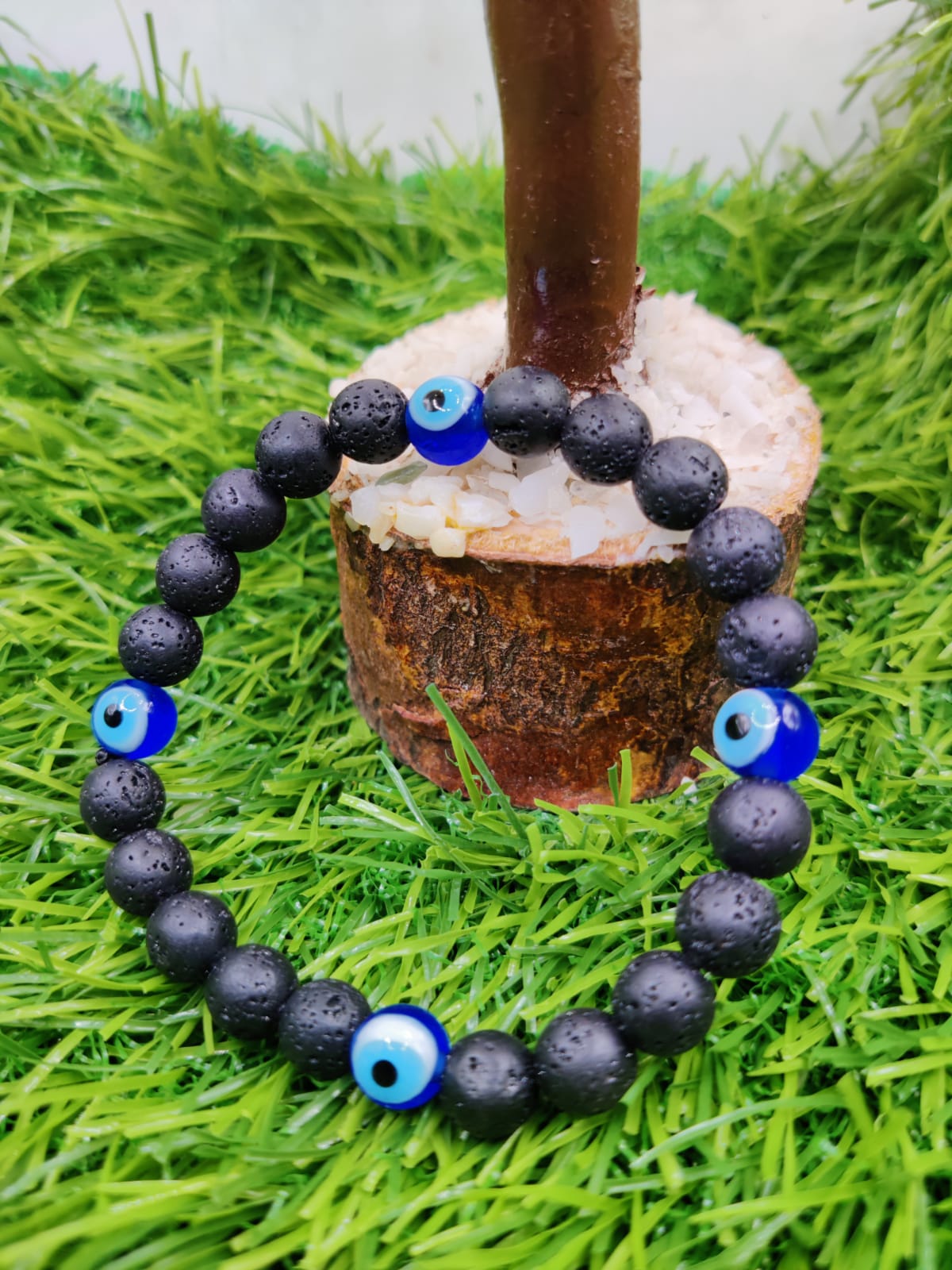 Evil Eye Lotus Shape Blue-White Beads Chain Bracelet – VOYLLA