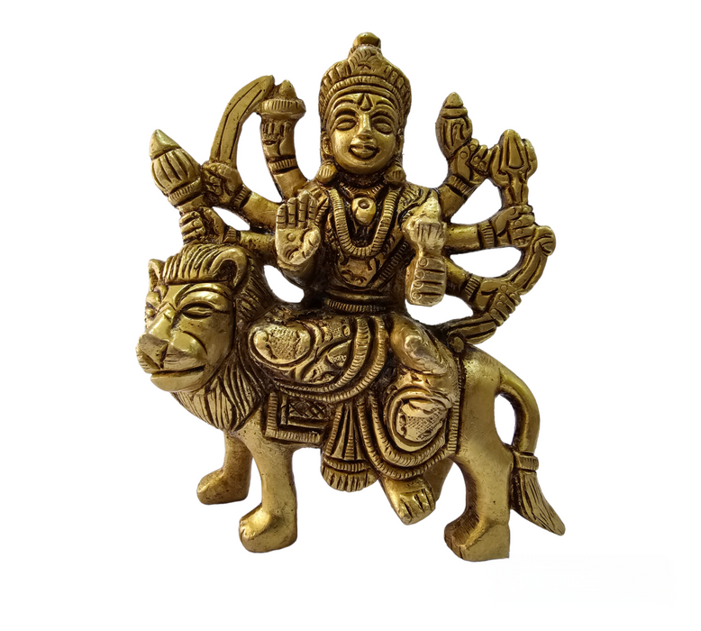 Durga Maa Idol || Brass Antique Finish Maa Durga Statue on Lion