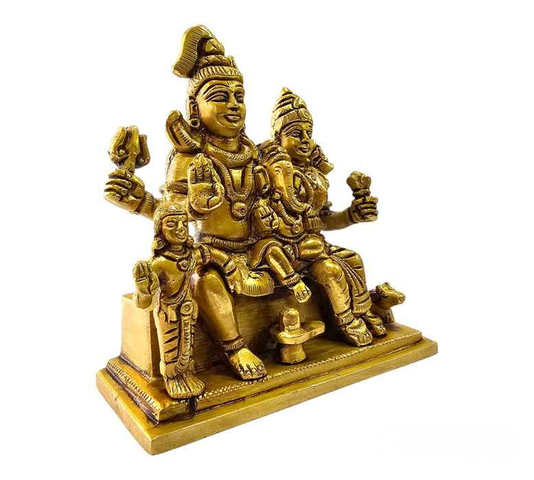 Handcrafted Lord Shiva Family In Brass