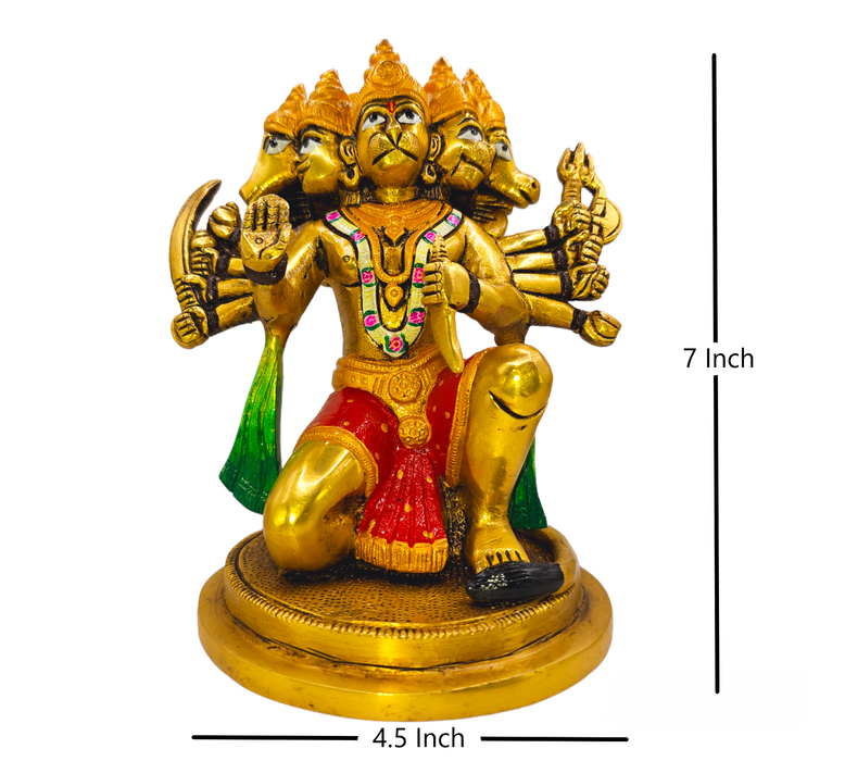 Brass Panchmukhi Hanuman Statue