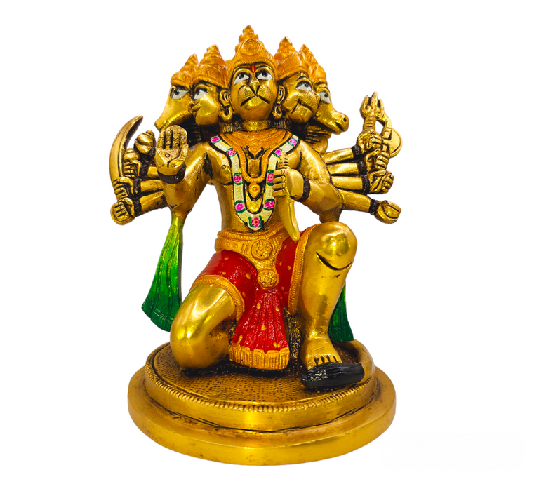 Brass Panchmukhi Hanuman Statue