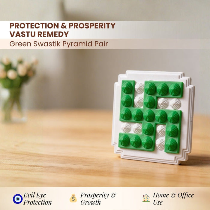 Green Swastik Pyramid 2.5'' Pair Vastu Remedies