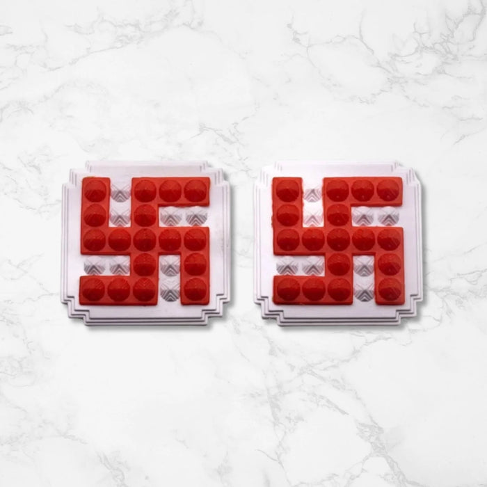 Red Swastik Pyramid 2.5'' Pair For Vastu Remedies