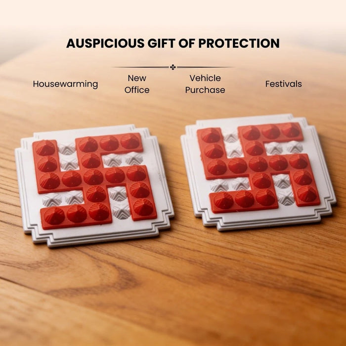 Red Swastik Pyramid 2.5'' Pair For Vastu Remedies