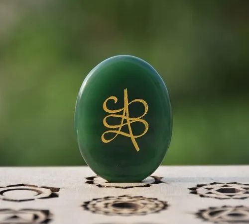 Natural Green Jade Zibu Symbol Stone