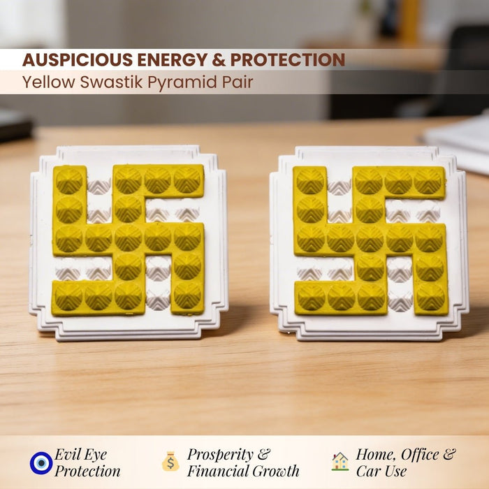 Yellow Swastik Pyramid 2.5'' Pair For Vastu Remedies