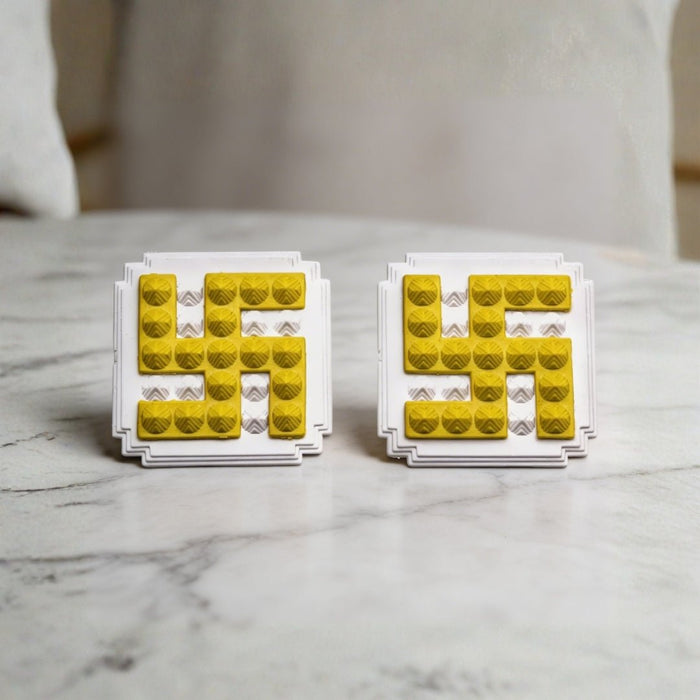 Yellow Swastik Pyramid 2.5'' Pair For Vastu Remedies