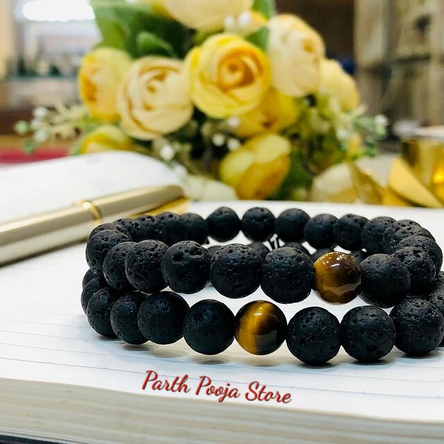 Natural Lava Stone Beads Stretchable Bracelet