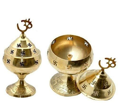Pure Brass Handicraft Om & Swastik Designed Diya