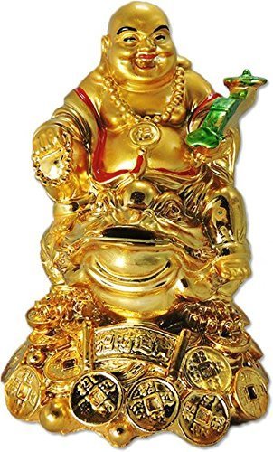 Feng Shui Laughing Buddha with Money Frog On Bed