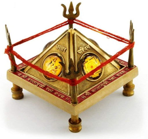 Baglamukhi Raksha Kavach Chowki Yantra Pyramid for Protection Bagla Mukhi Ashdhatu Home Temple