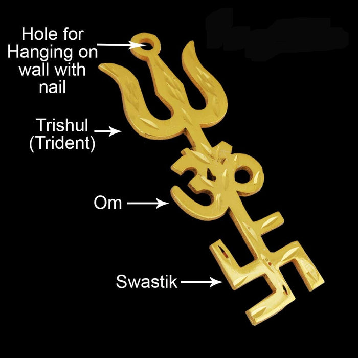 Trishakti Yantra Trishul Om Swastika Decorative Spiritual Vastu Items