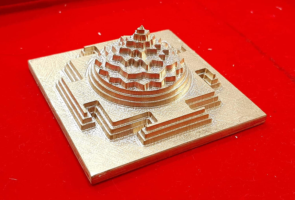 Maha Meru Shree Yantra 3D Meru Shree Yantra -Gold Plated /Brass with Accurate Cutting