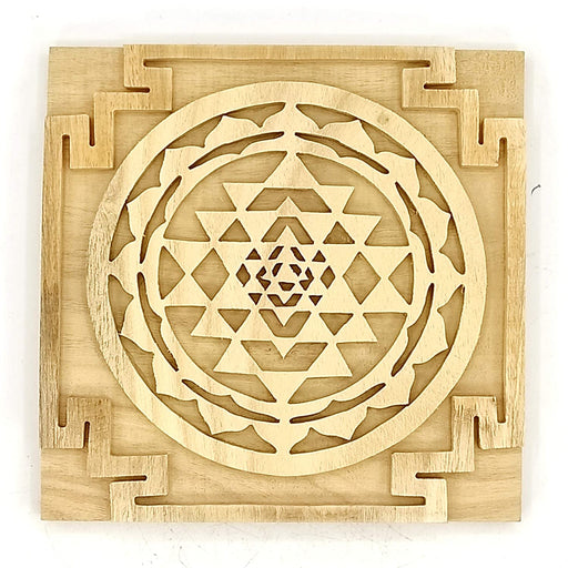 Sevan/Shreeparni Wood Shree Yantra for Health Wealth Home/Office (6 * 6 Inch)