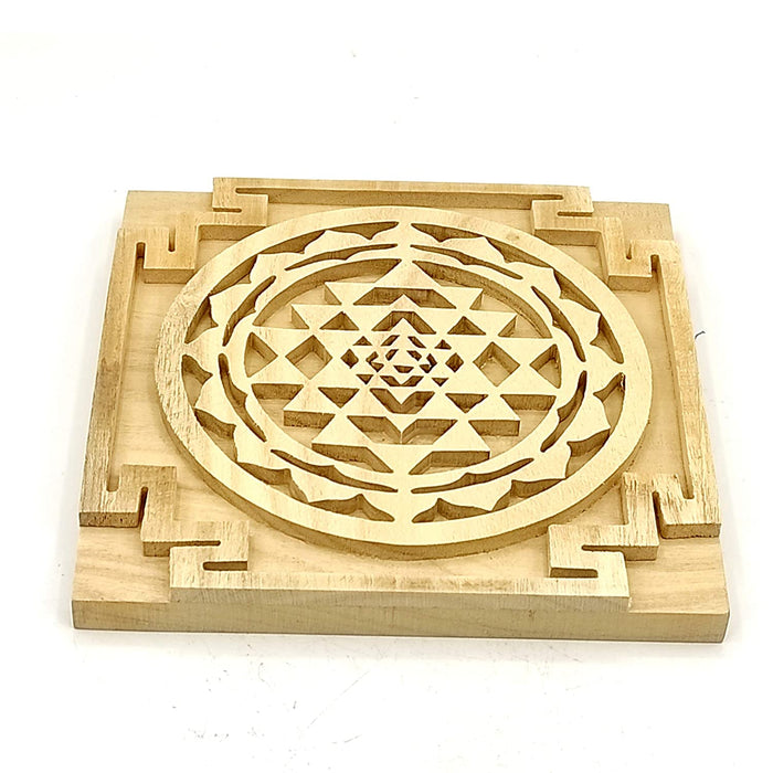 Sevan/Shreeparni Wood Shree Yantra for Health Wealth Home/Office (6 * 6 Inch)