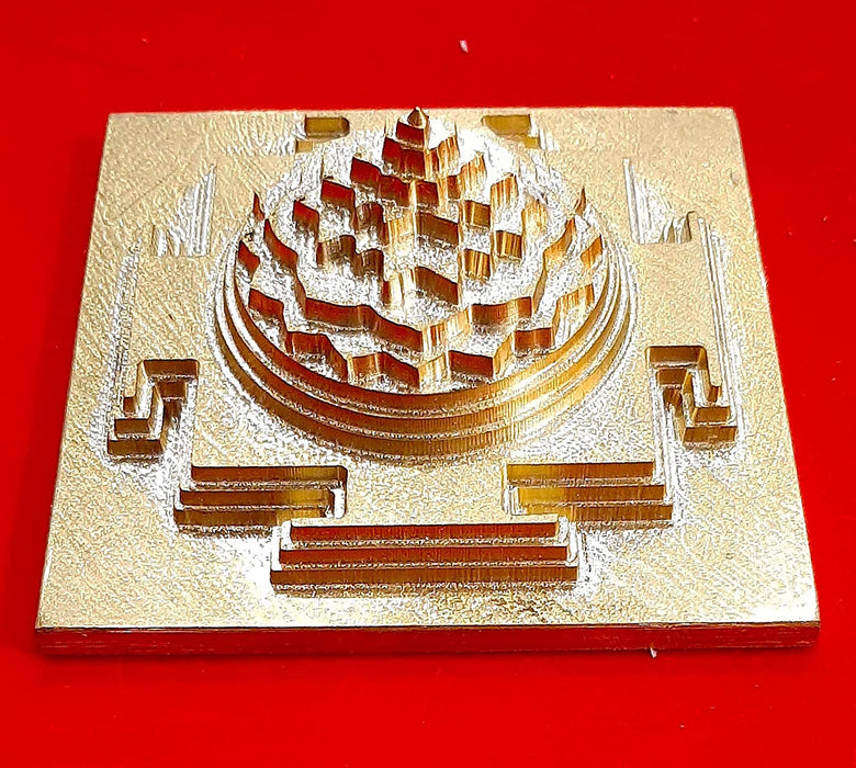 Maha Meru Shree Yantra 3D Meru Shree Yantra -Gold Plated /Brass with Accurate Cutting