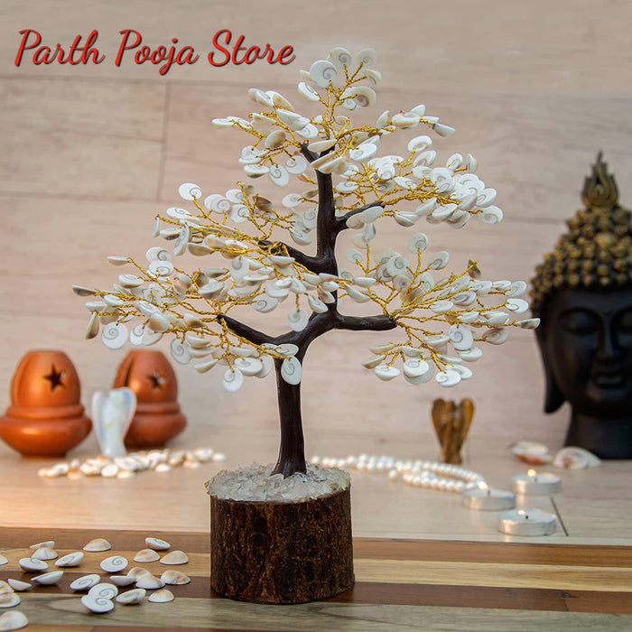 Natural & Original Gomti Chakra Tree for Good Luck & Prosperity (100 Beads Approx) Decorative Showpiece - 20 cm (Stone, Multicolor)