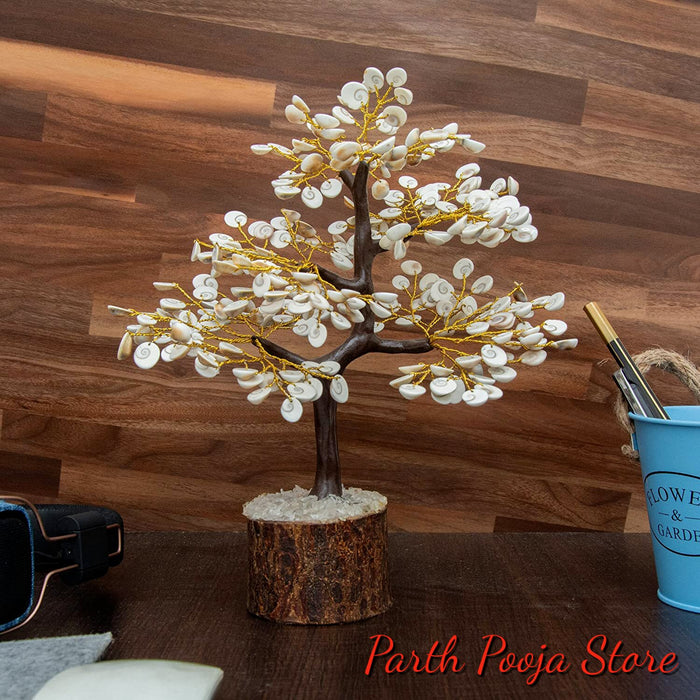 Natural & Original Gomti Chakra Tree for Good Luck & Prosperity (100 Beads Approx) Decorative Showpiece - 20 cm (Stone, Multicolor)