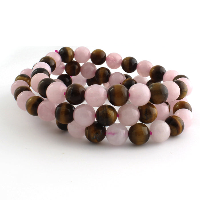 Rose Quartz Tiger Eye Combination Bracelet