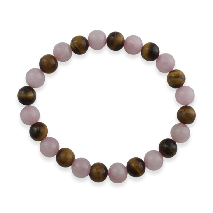 Rose Quartz Tiger Eye Combination Bracelet