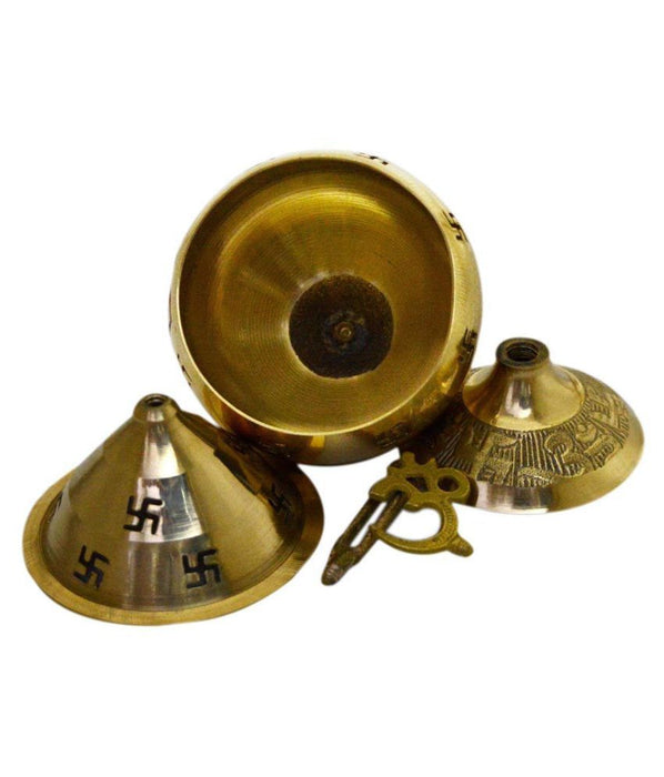 Pure Brass Handicraft Om & Swastik Designed Diya