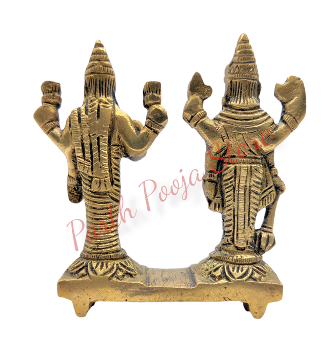 Brass Lakshmi Narayan Idol, Vishnu Laxmi Standing Figure