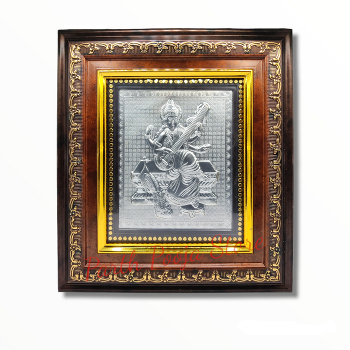 Pure Silver Saraswati frame for gift and home décor