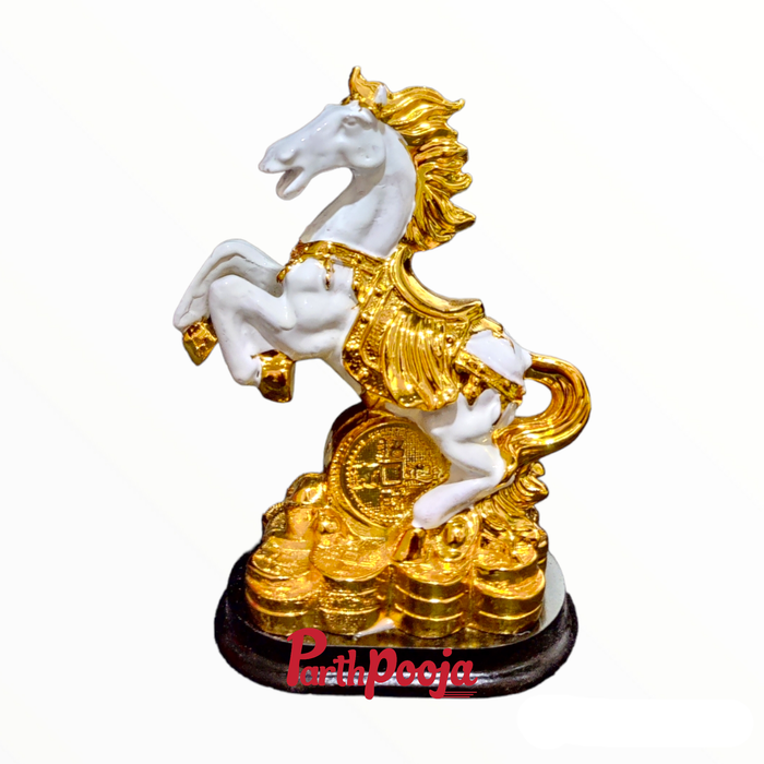 Feng Shui Gold White Horse Statue Figurine