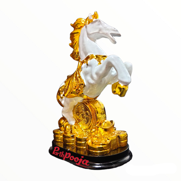 Feng Shui Gold White Horse Statue Figurine