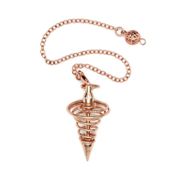 Copper Metal Light Weight Spiral Cone Point Pendulum. Healing Dowsing Reiki Pendulum for Divination and Chakra Balancing
