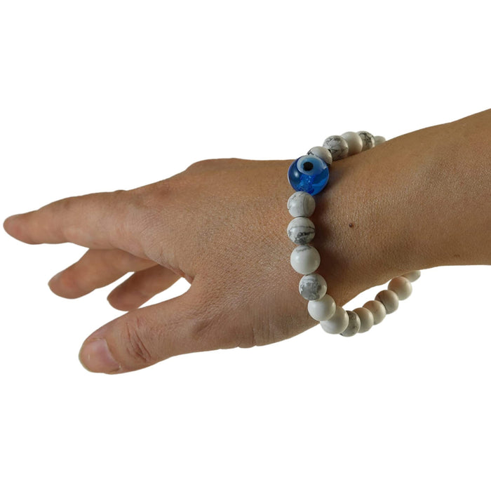 Howlite Beads With Blue Evil Eye Bracelet For Protection Healing